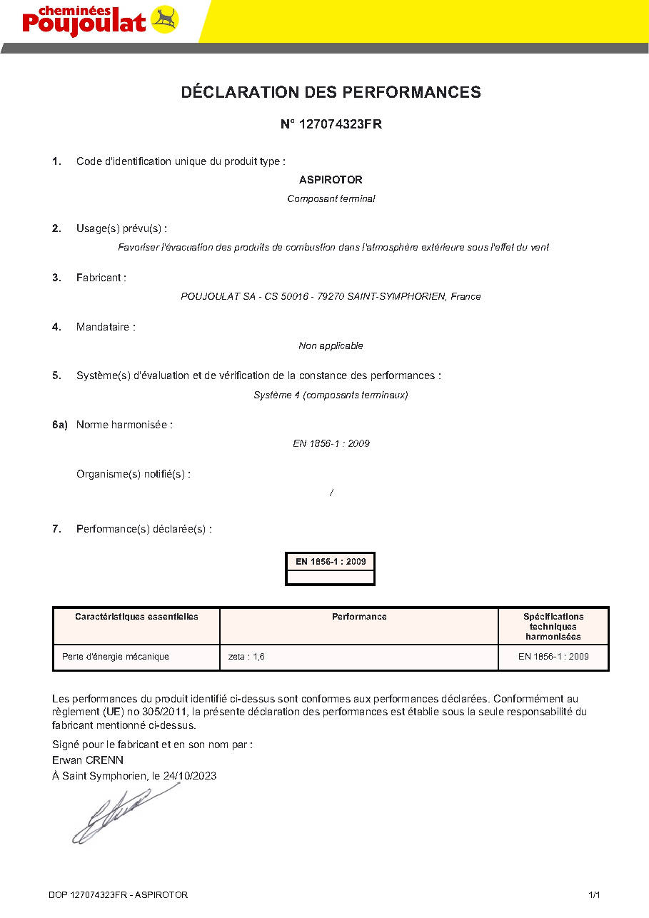 Fiche technique fournisseur