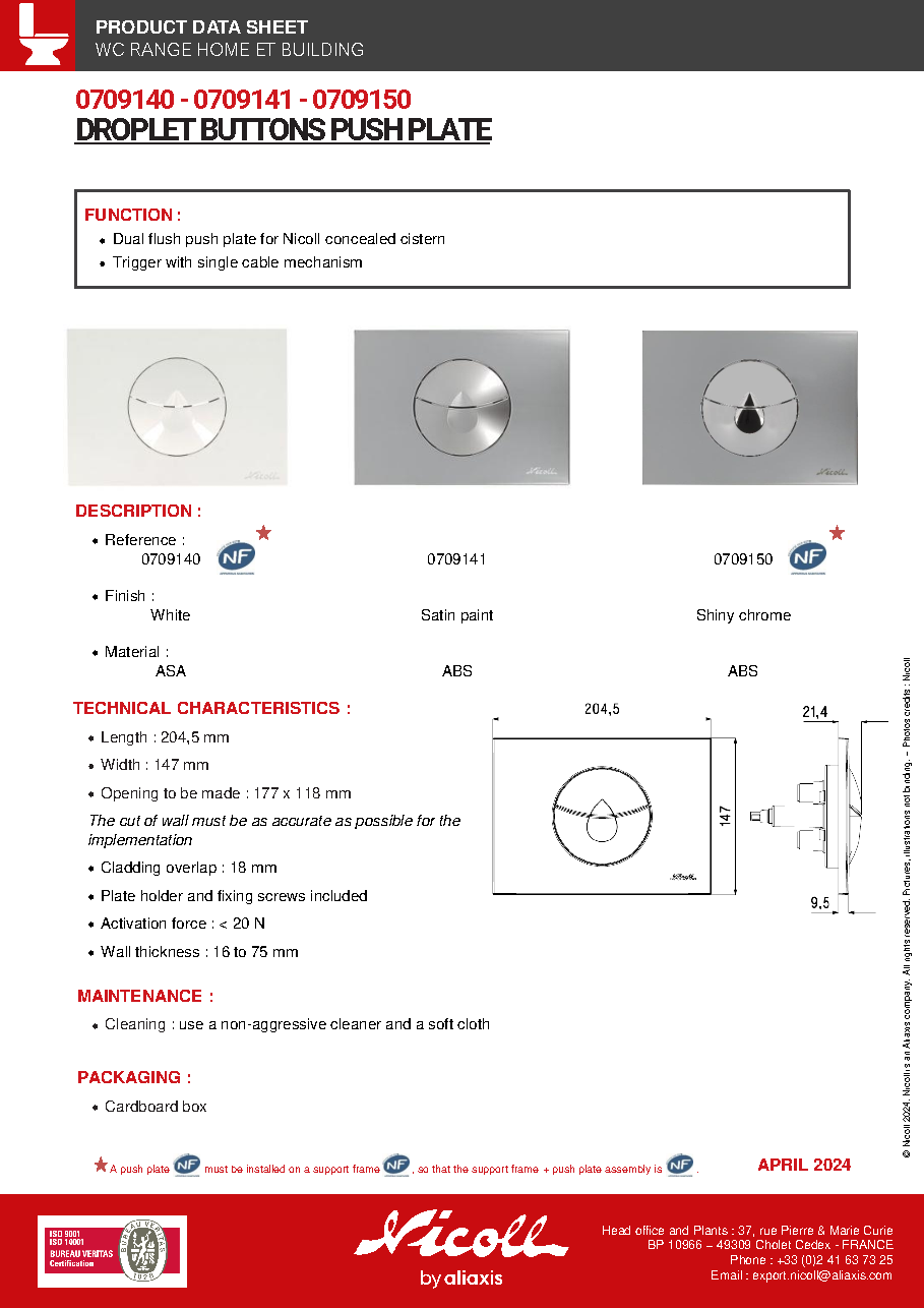 Fiche technique fournisseur