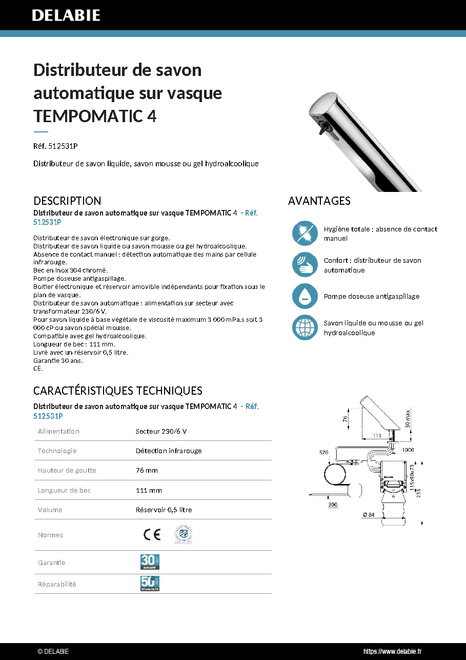 Fiche technique fournisseur