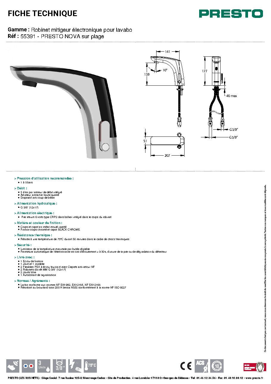 Fiche technique fournisseur
