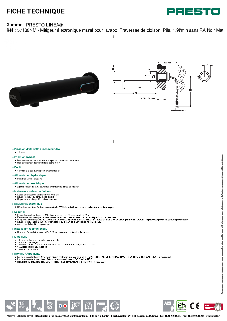 Fiche technique fournisseur