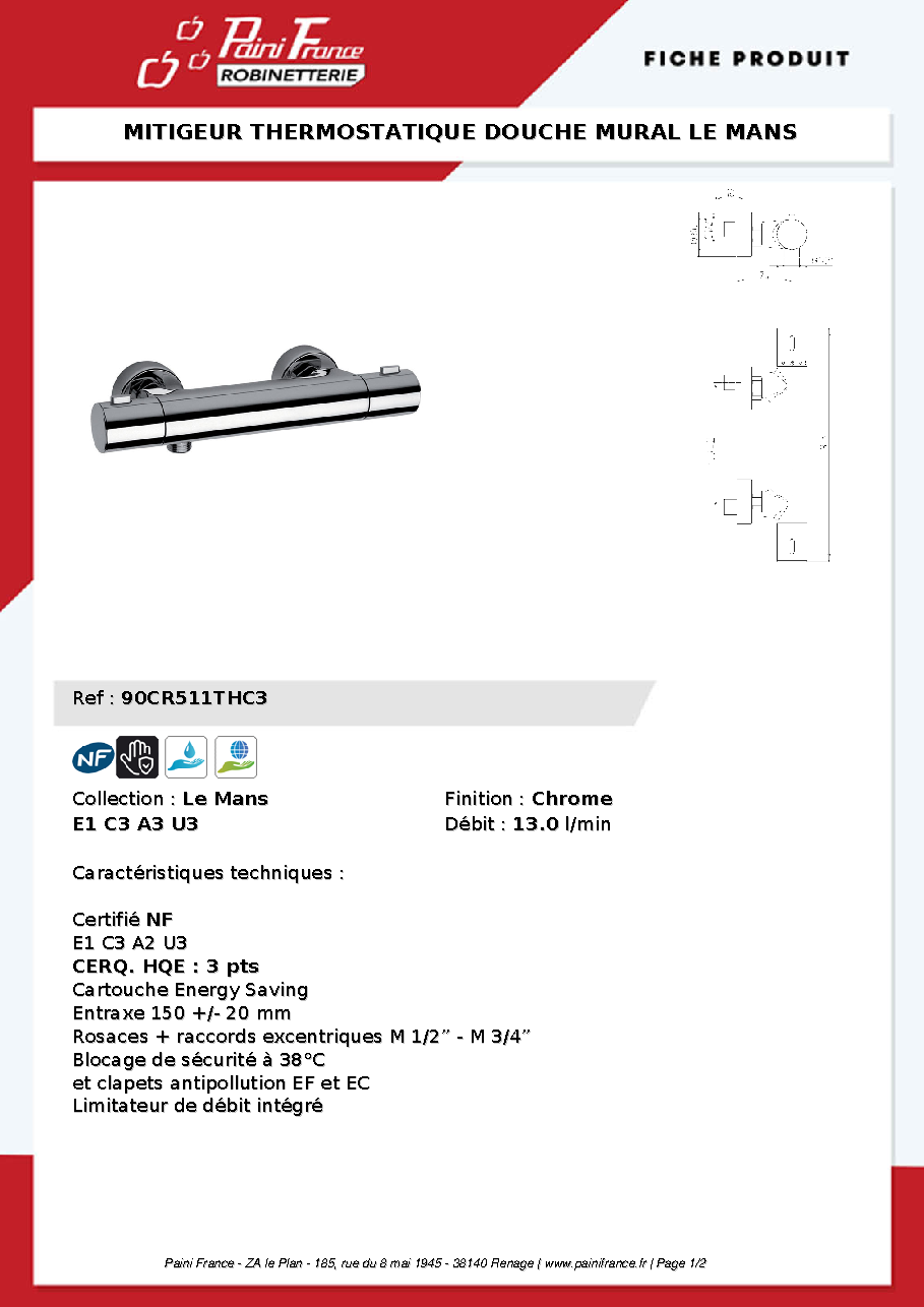 Fiche technique fournisseur