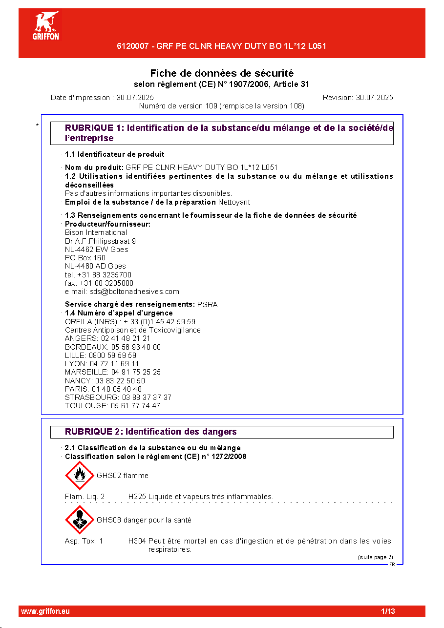 Fiche technique fournisseur