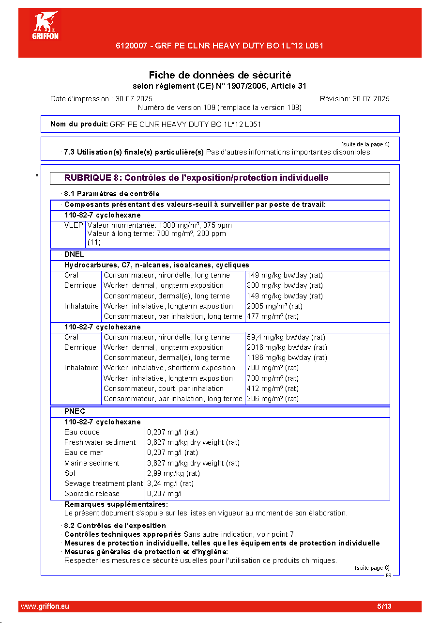 Fiche technique fournisseur