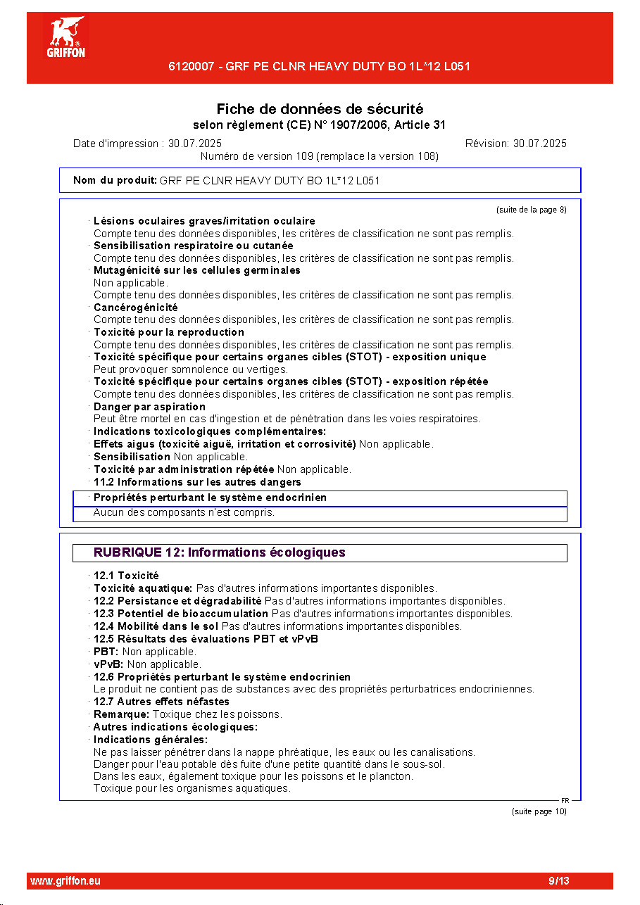Fiche technique fournisseur