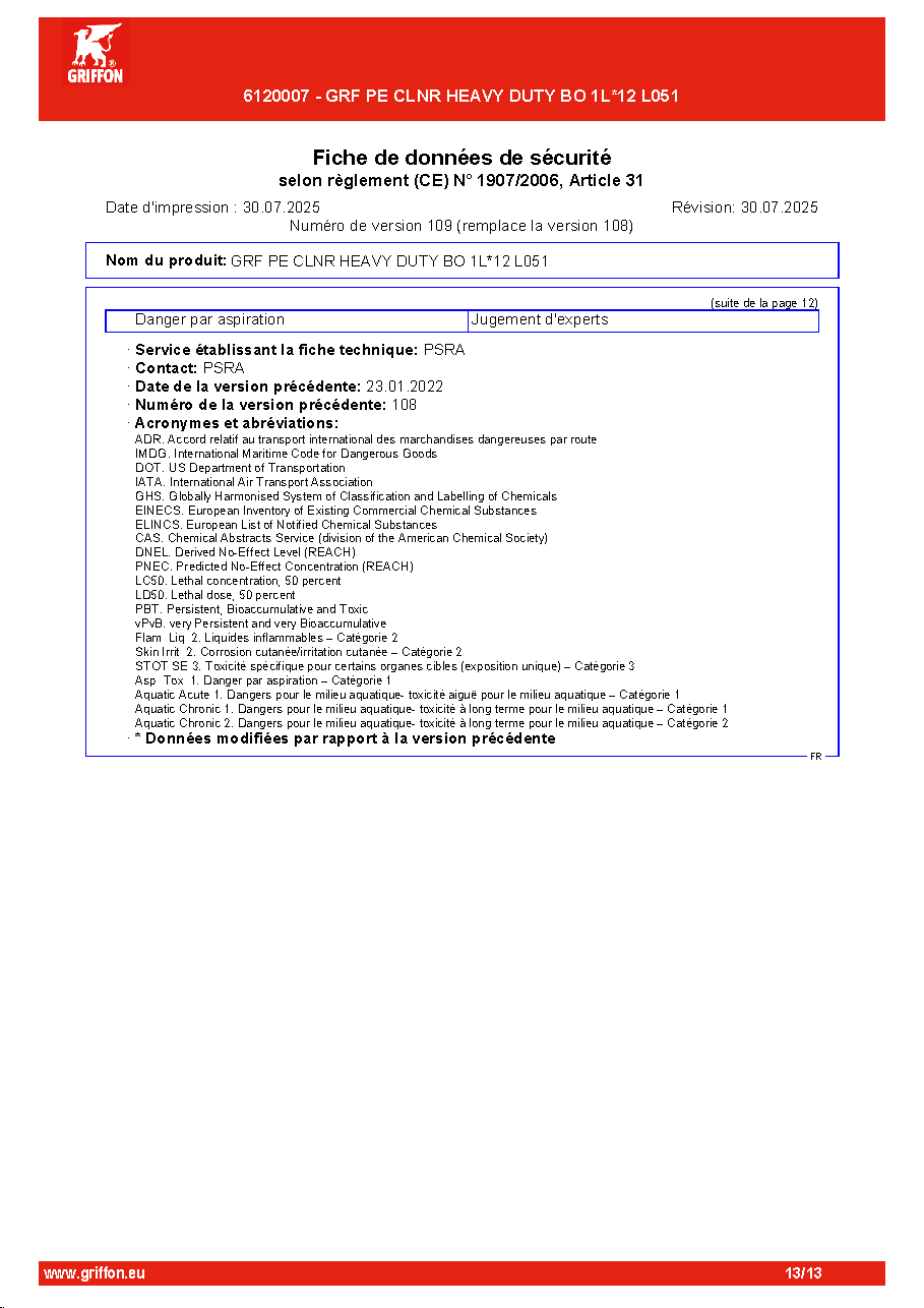 Fiche technique fournisseur
