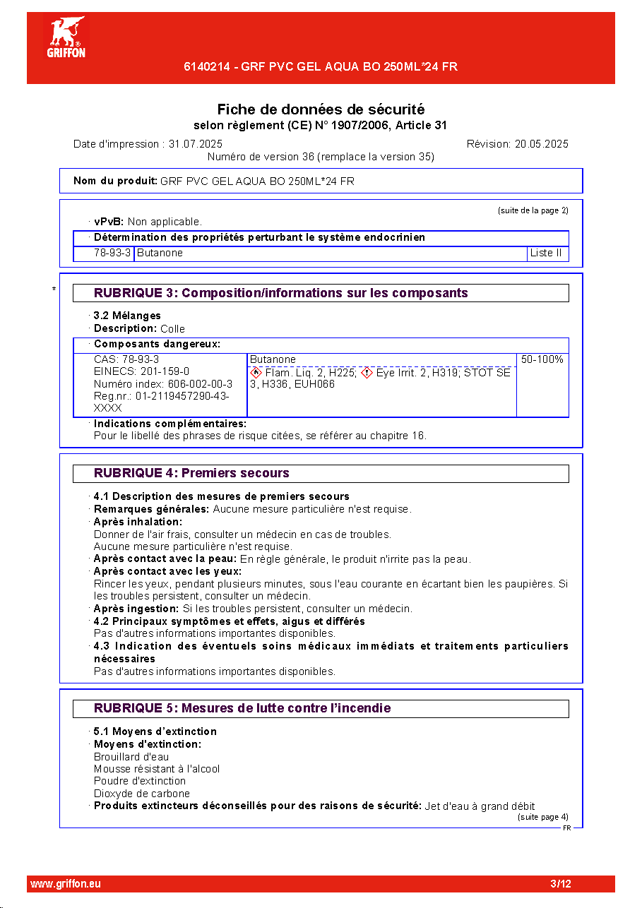 Fiche technique fournisseur