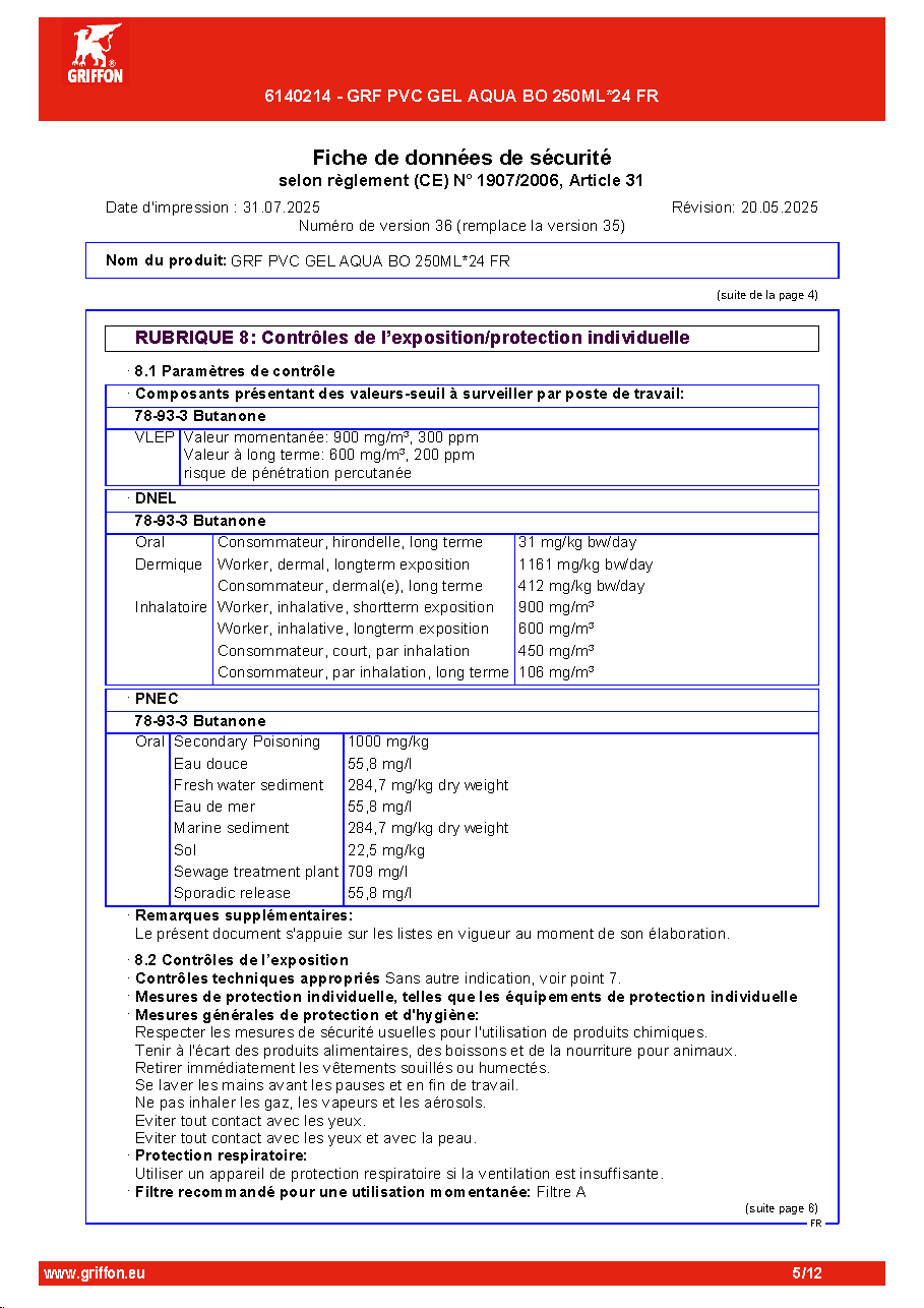 Fiche technique fournisseur
