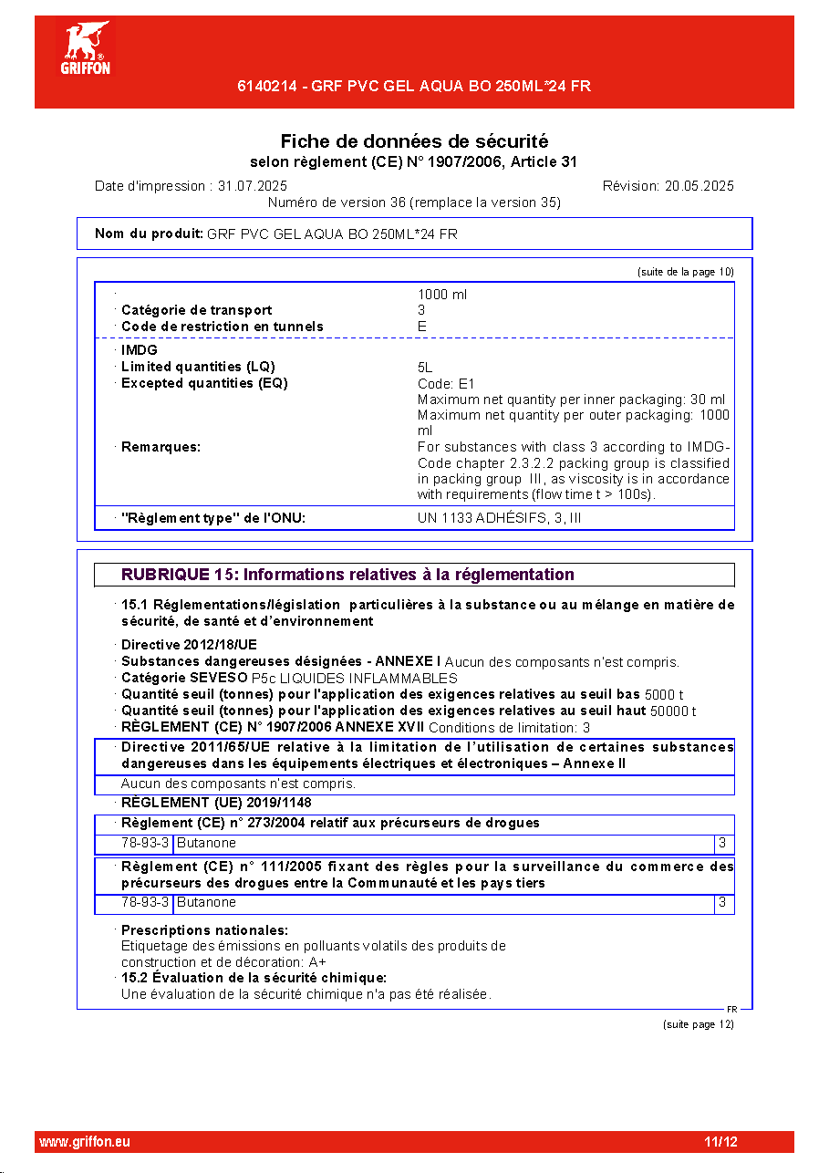 Fiche technique fournisseur