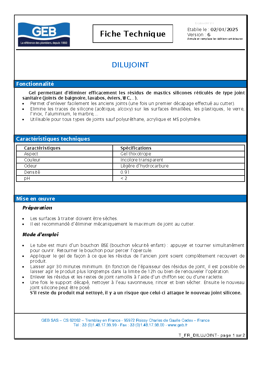Fiche technique fournisseur