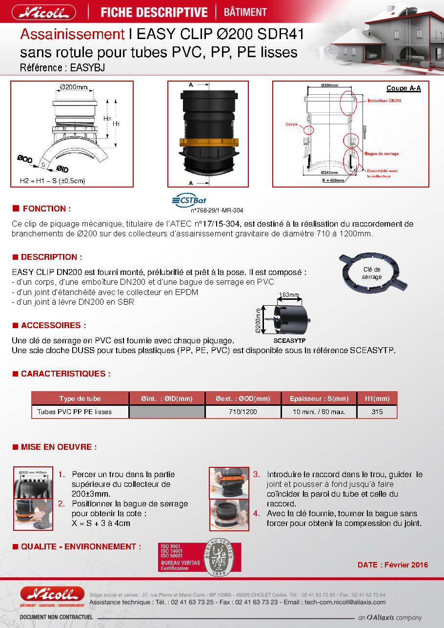 Fiche technique fournisseur