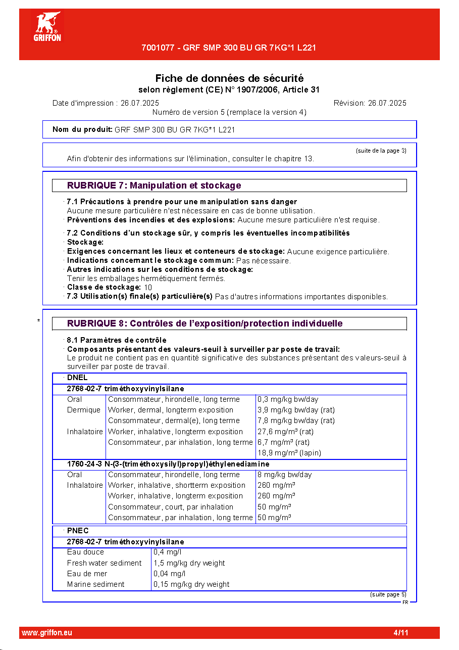 Fiche technique fournisseur