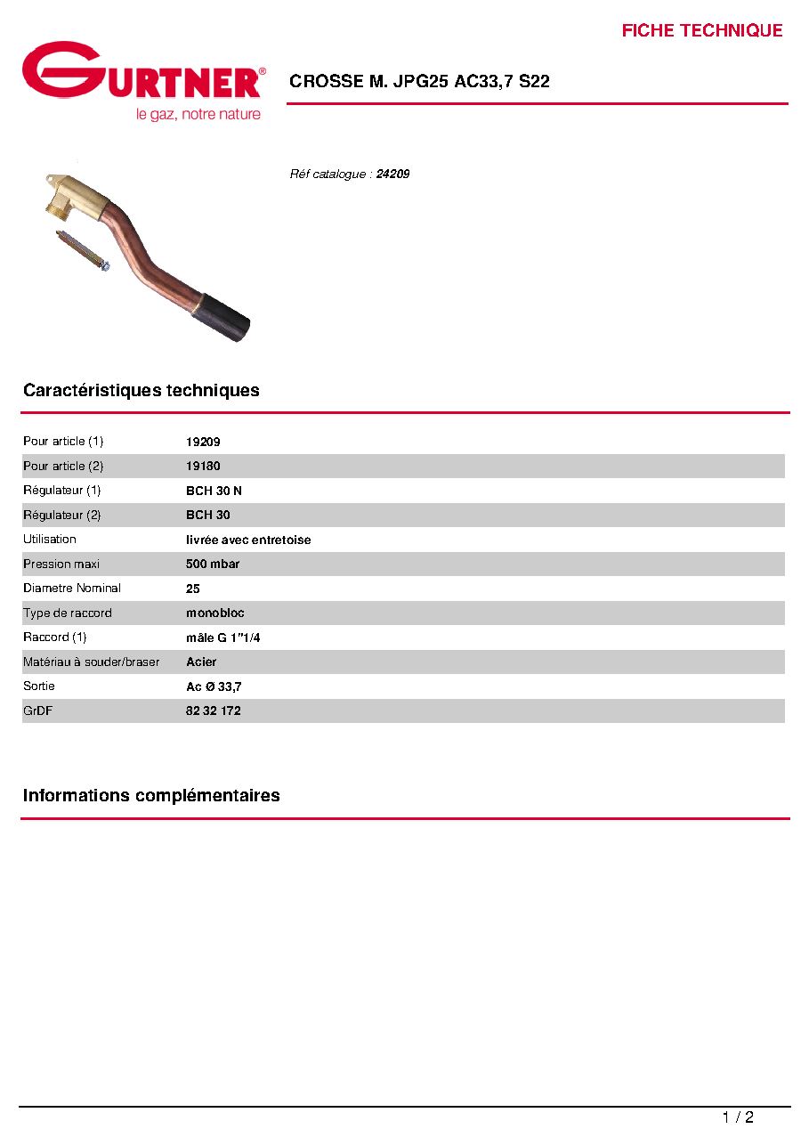 Fiche technique fournisseur