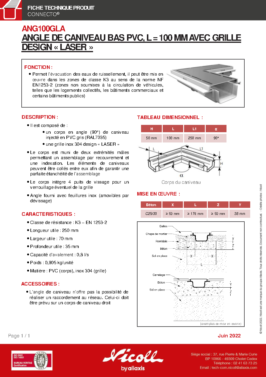 Fiche technique fournisseur