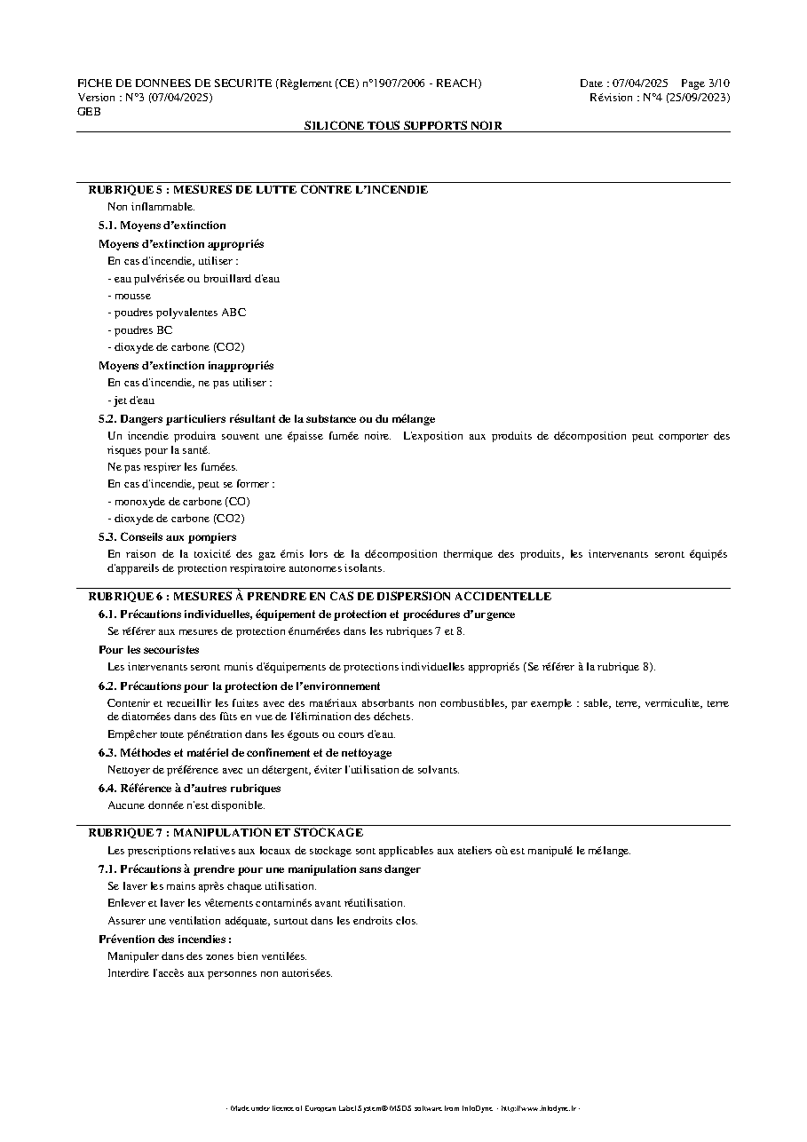 Fiche technique fournisseur