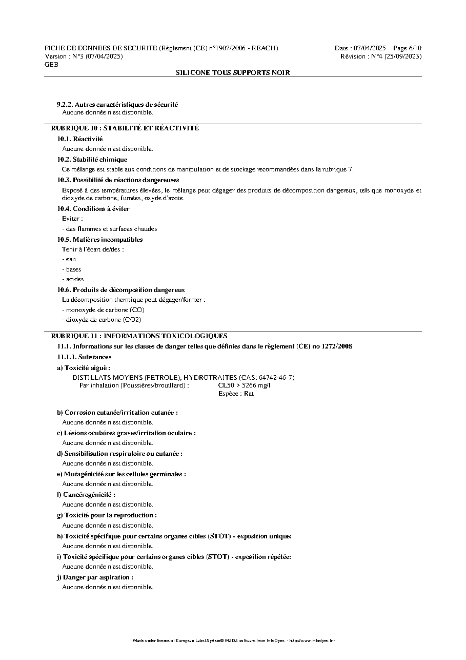 Fiche technique fournisseur