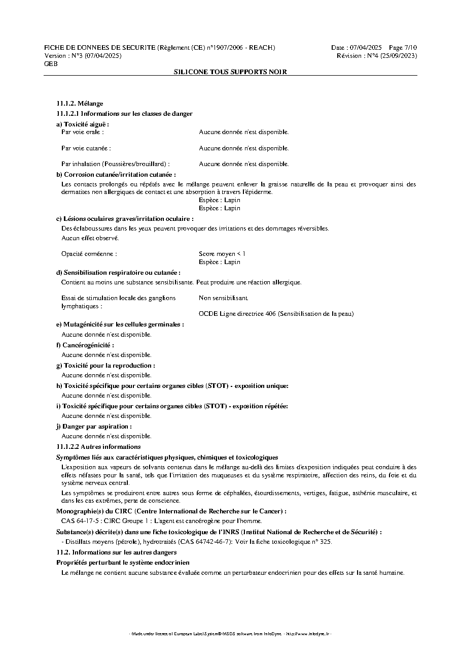 Fiche technique fournisseur