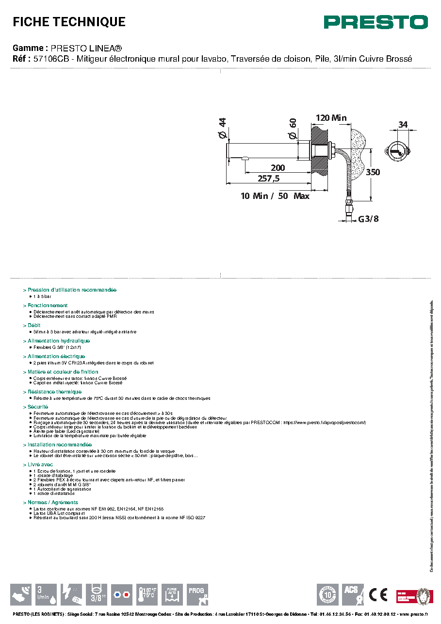 Fiche technique fournisseur