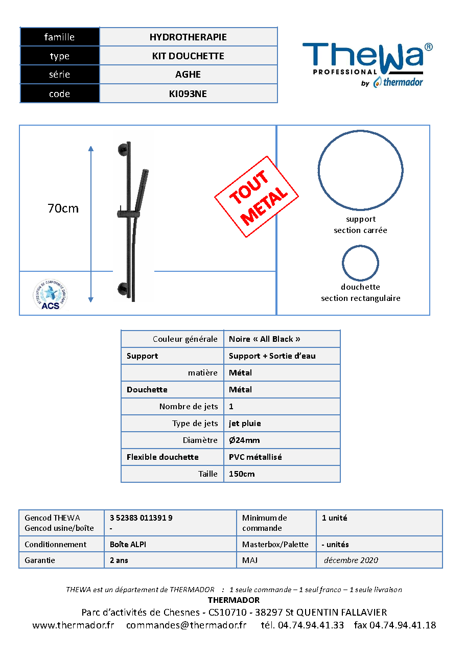 Fiche technique fournisseur