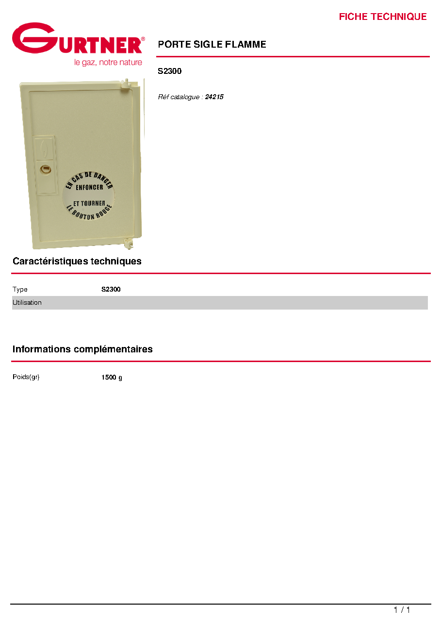 Fiche technique fournisseur