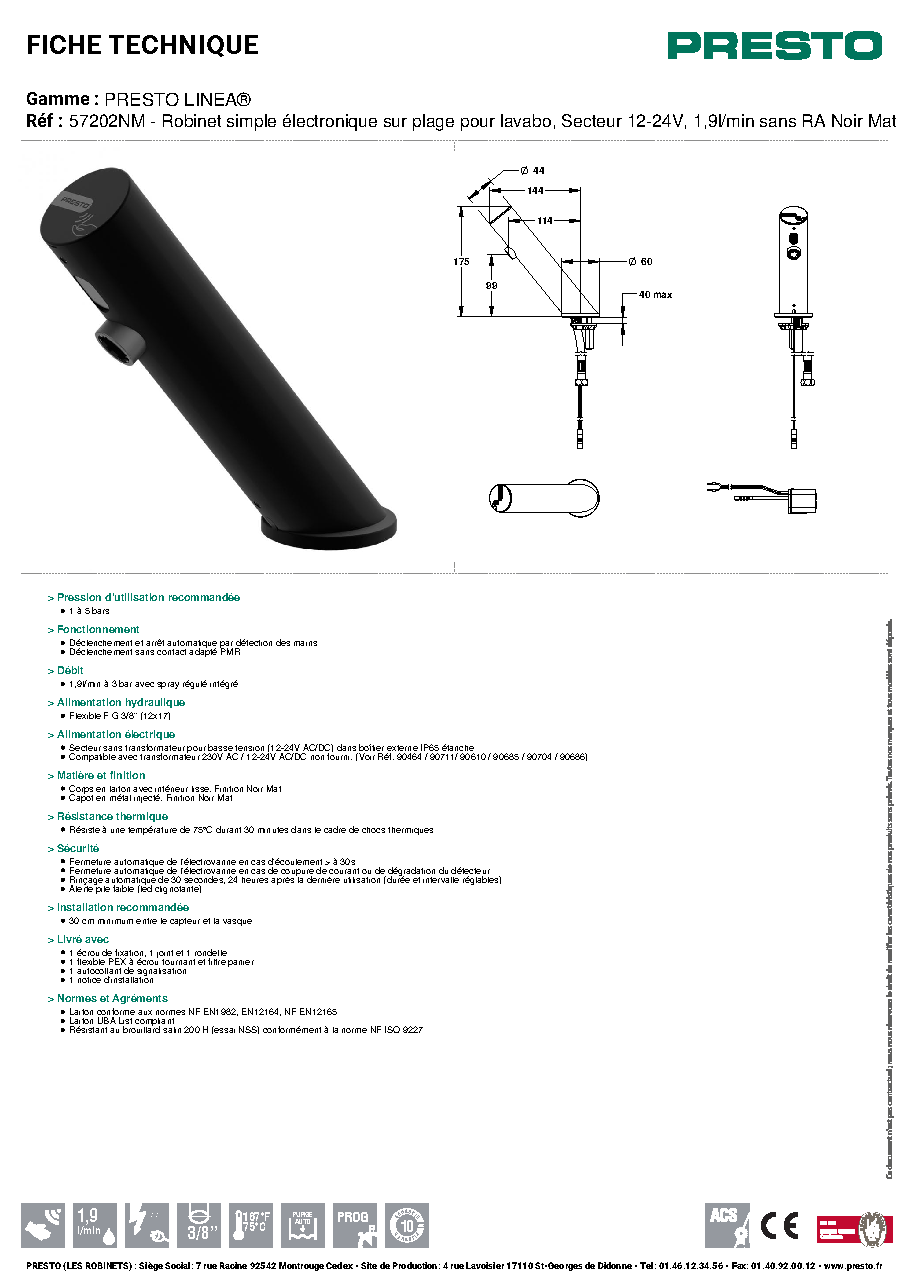 Fiche technique fournisseur
