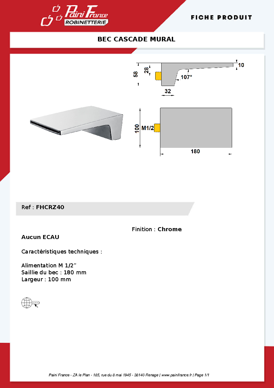 Fiche technique fournisseur