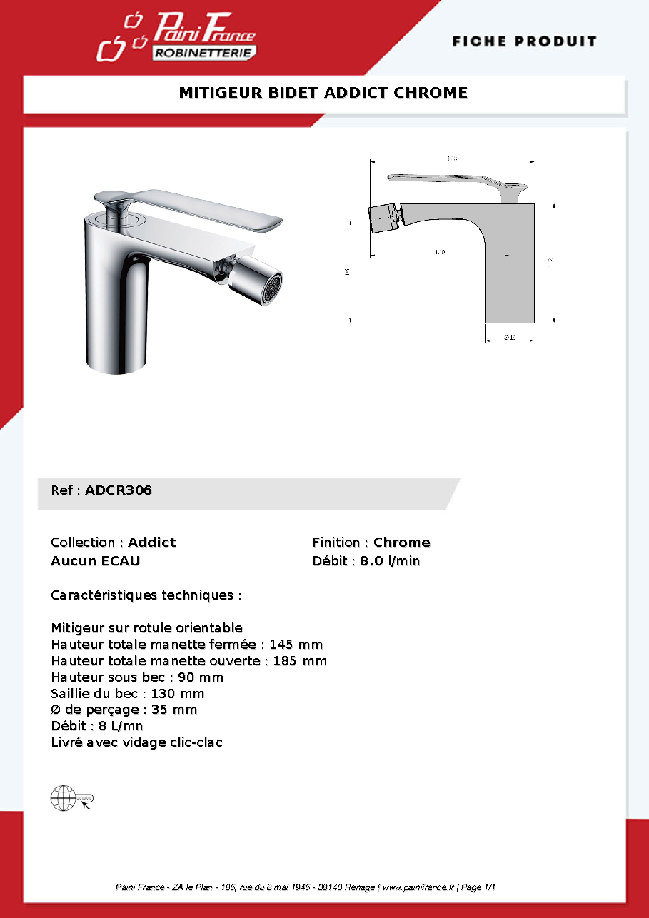 Fiche technique fournisseur