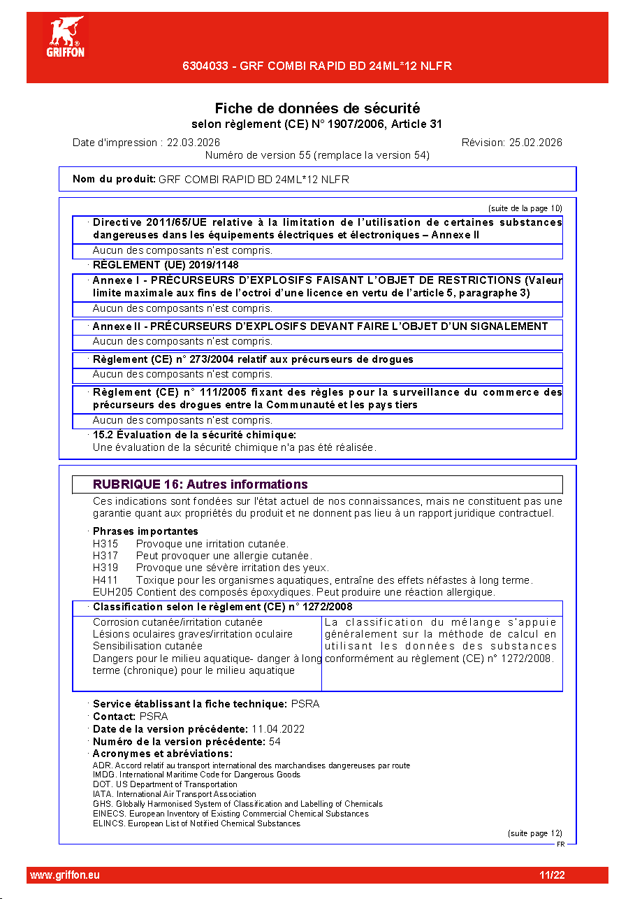 Fiche technique fournisseur
