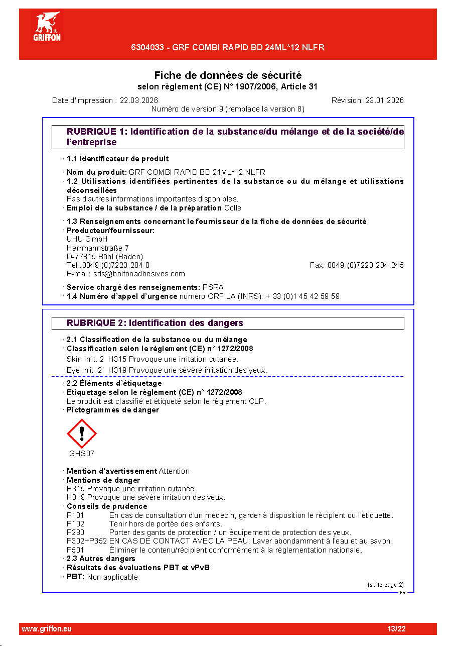 Fiche technique fournisseur