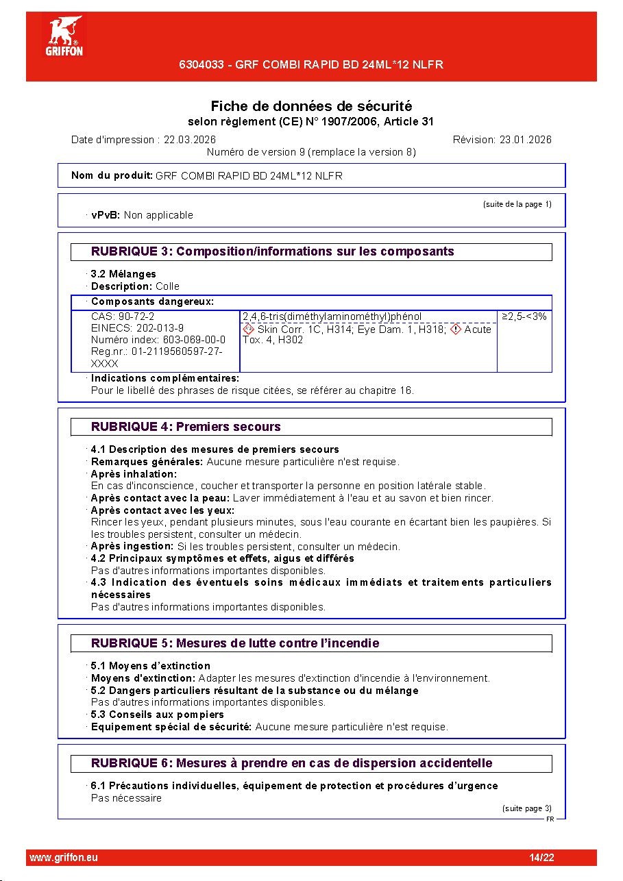 Fiche technique fournisseur