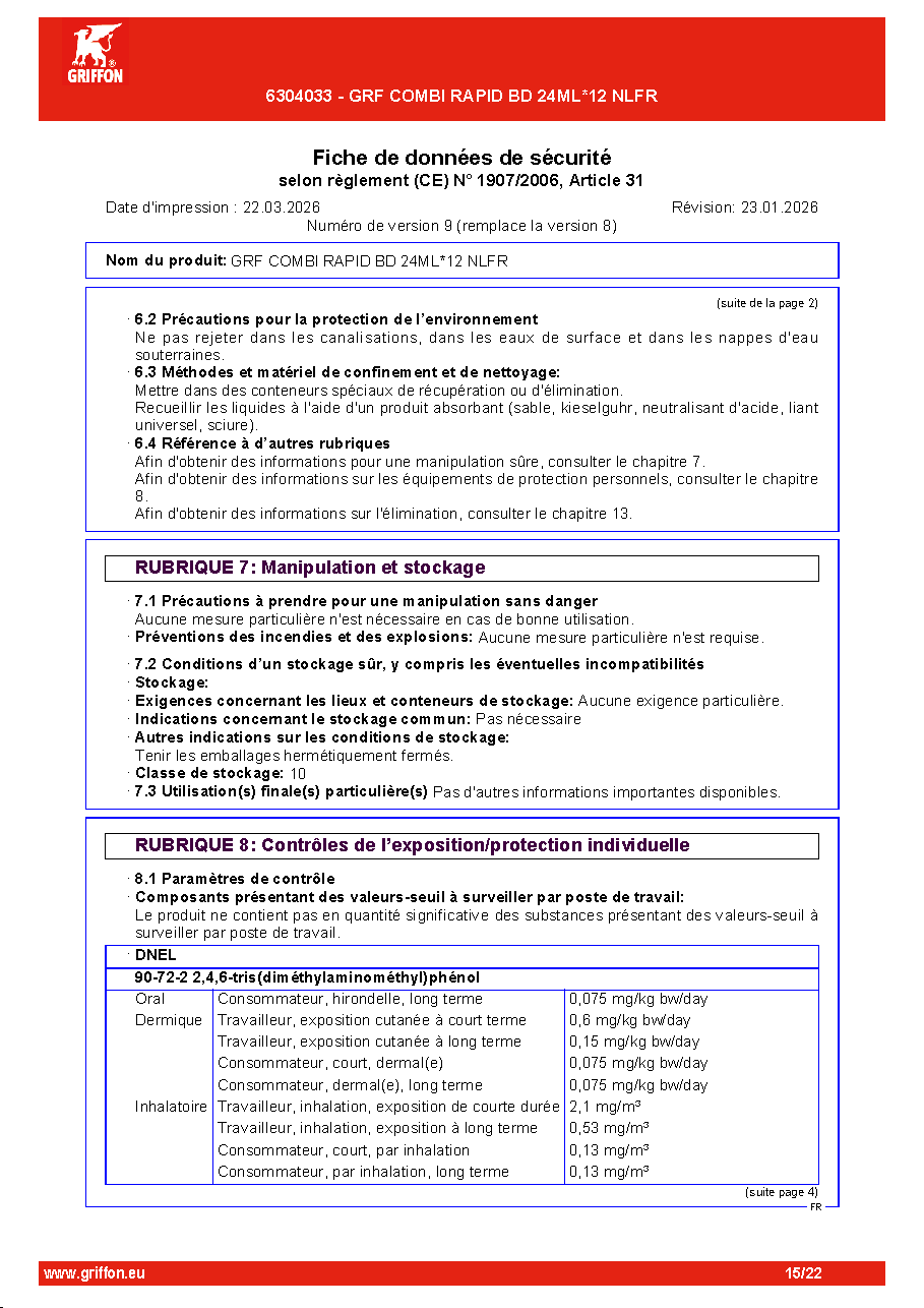 Fiche technique fournisseur