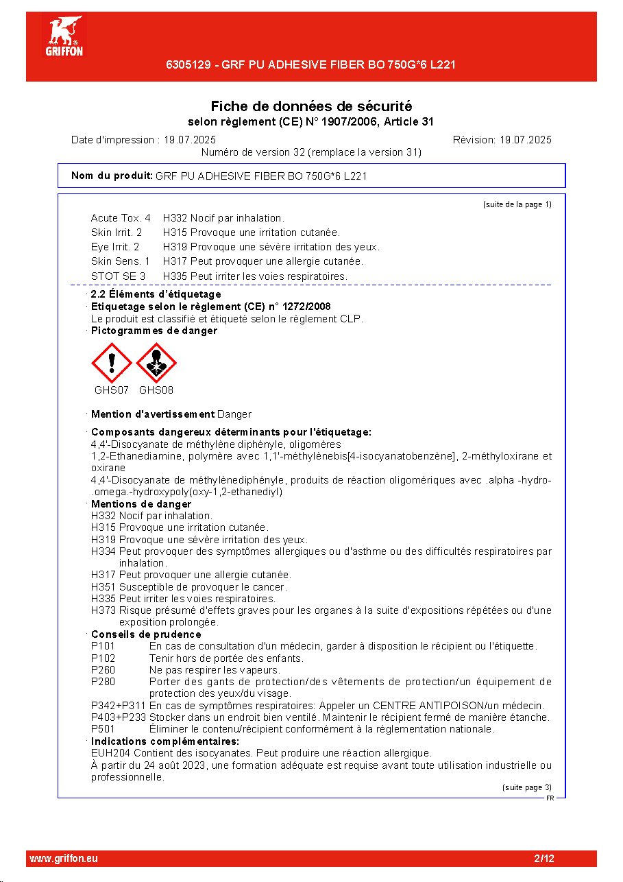 Fiche technique fournisseur