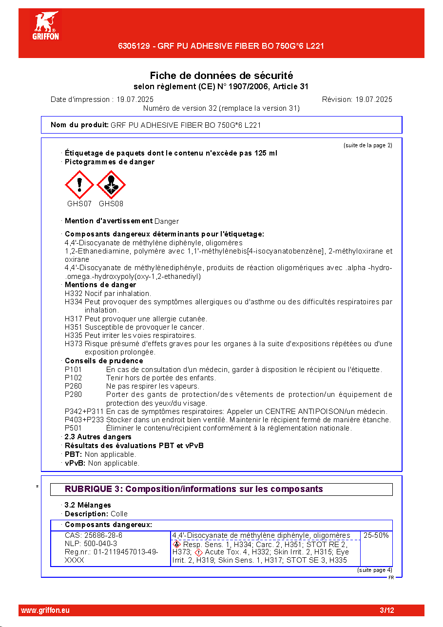 Fiche technique fournisseur