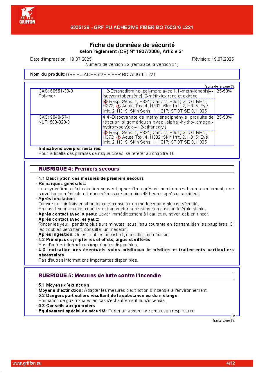 Fiche technique fournisseur