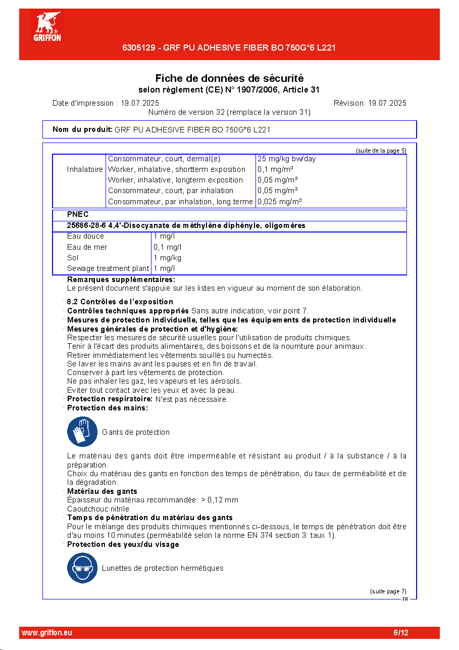 Fiche technique fournisseur