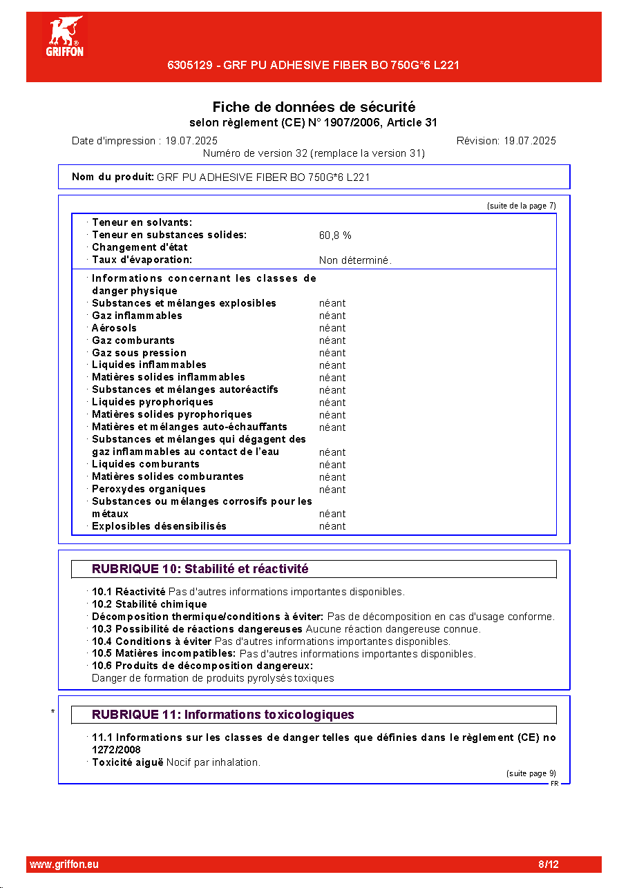 Fiche technique fournisseur