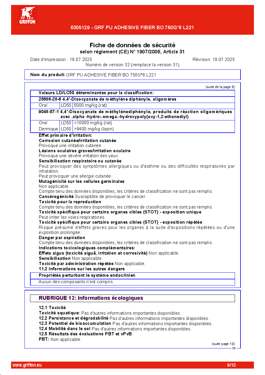 Fiche technique fournisseur