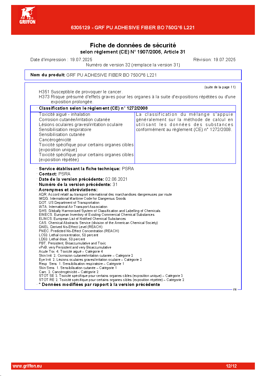 Fiche technique fournisseur