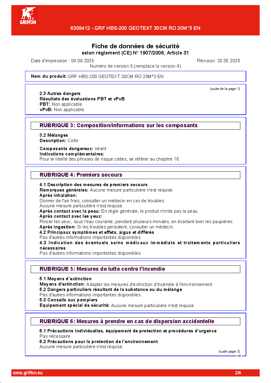 Fiche technique fournisseur