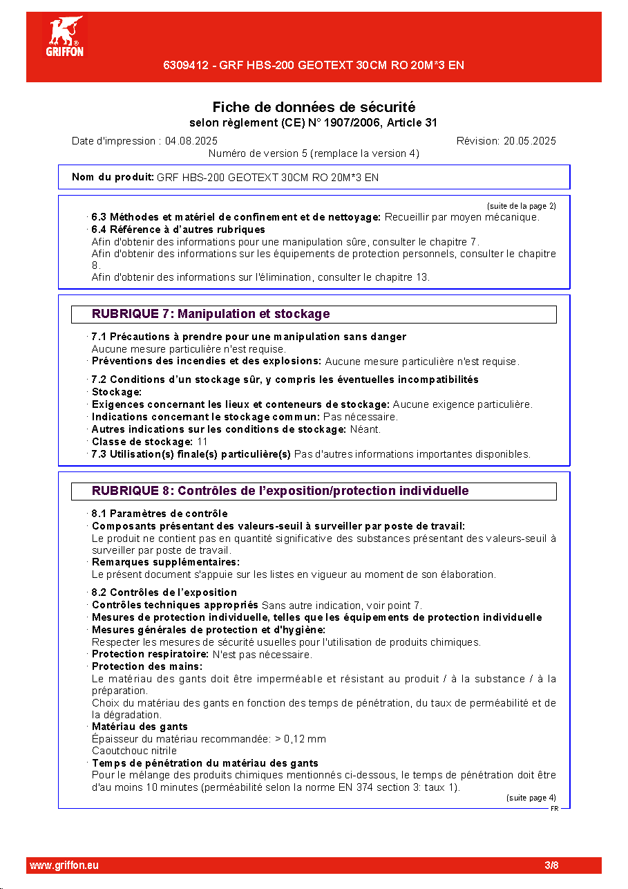 Fiche technique fournisseur