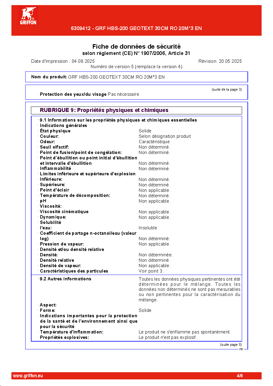 Fiche technique fournisseur