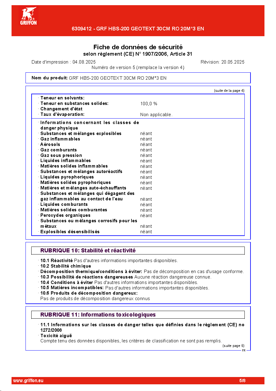 Fiche technique fournisseur