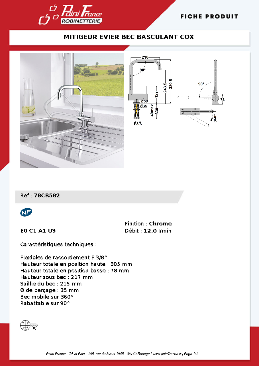 Fiche technique fournisseur