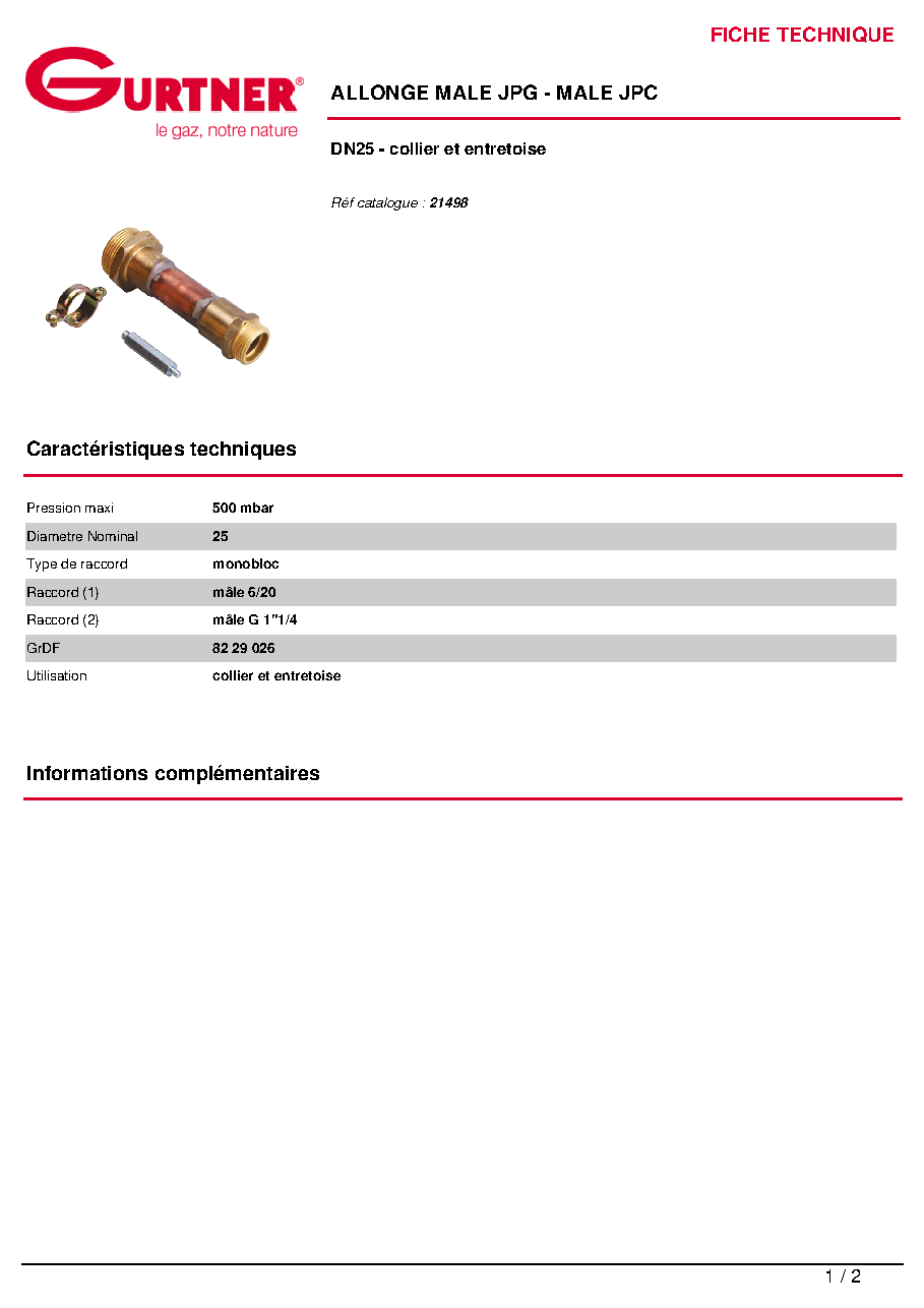 Fiche technique fournisseur