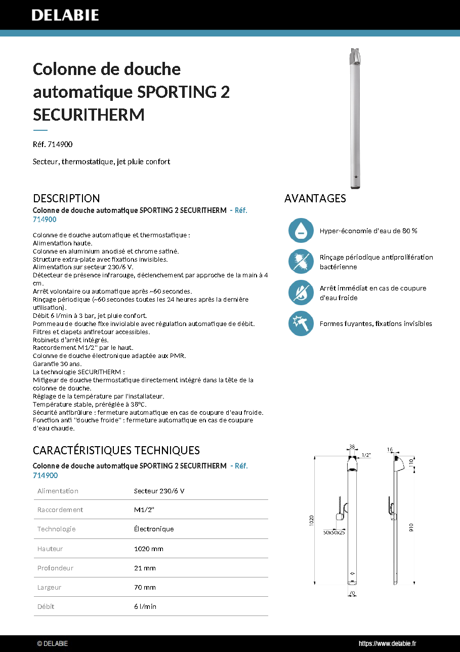 Fiche technique fournisseur
