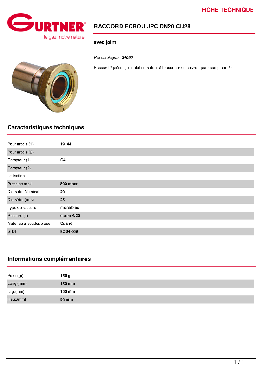 Fiche technique fournisseur