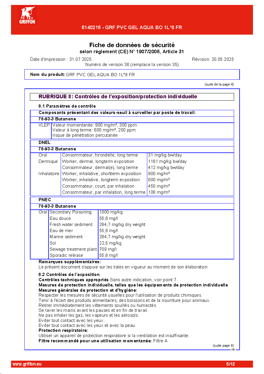 Fiche technique fournisseur