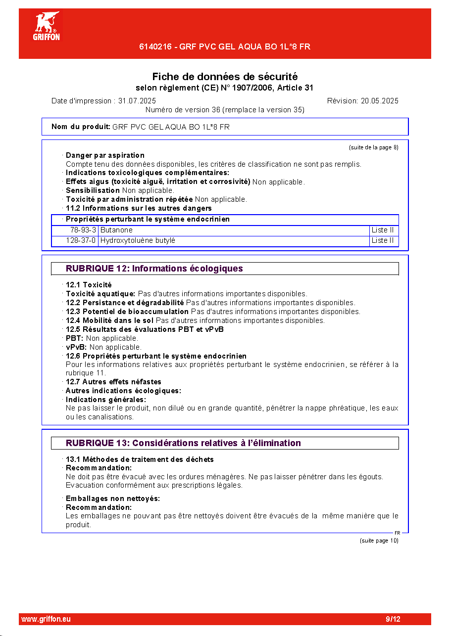 Fiche technique fournisseur
