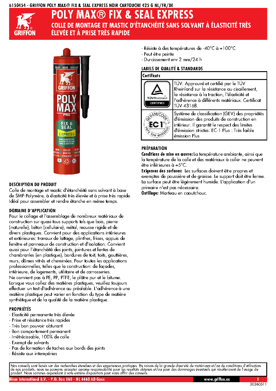 Fiche technique fournisseur