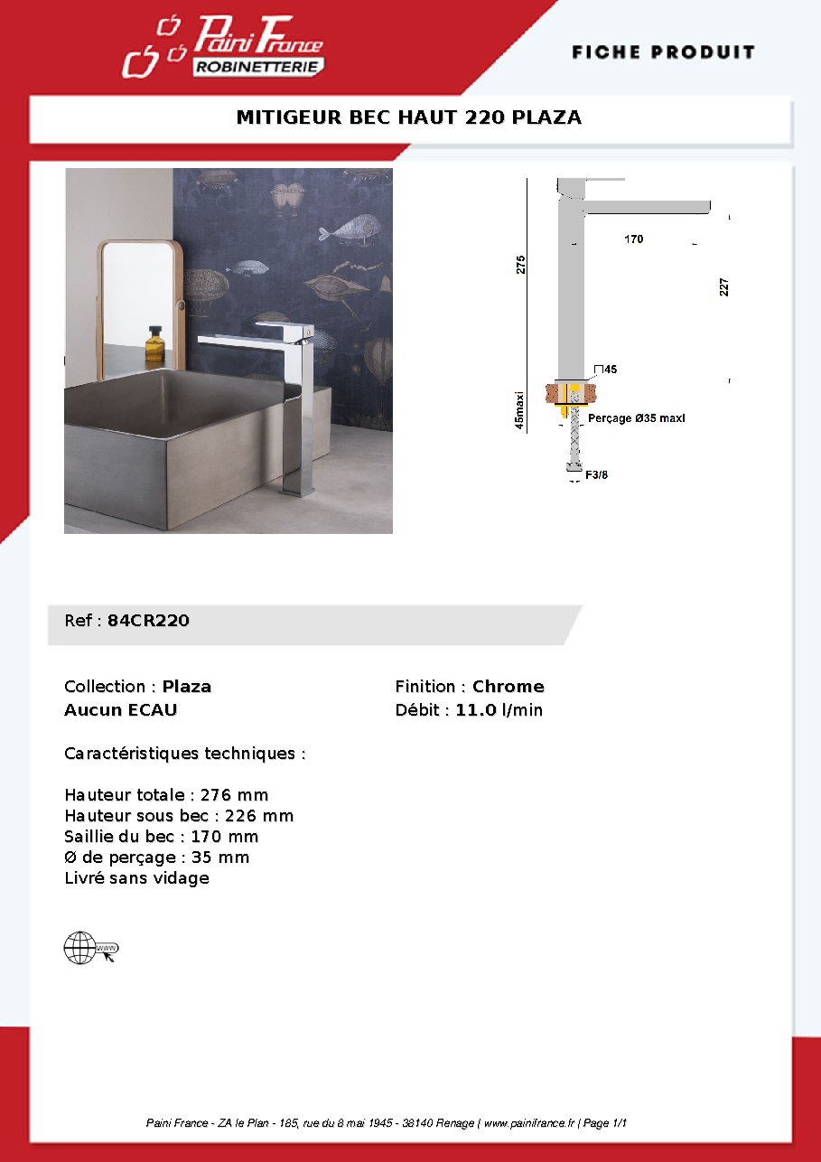 Fiche technique fournisseur